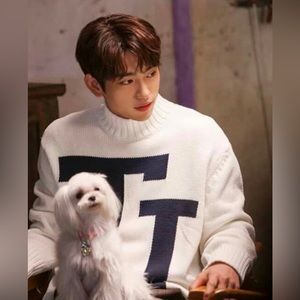 Tommy Hilfiger NWT White Oversized TJ Logo Mock Neck Pullover Sweater Size Small